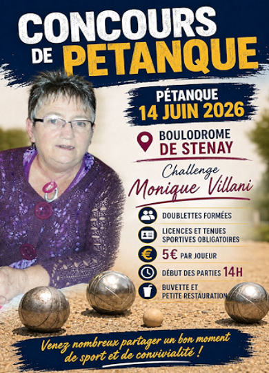Pétanque, challenge Monique Villani le 14 juin à Stenay